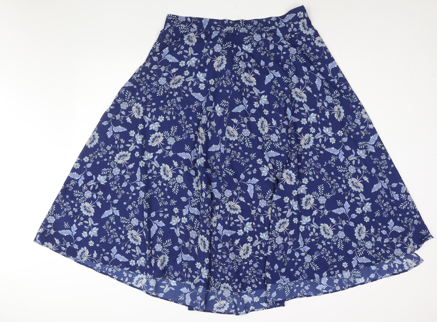 INDISKA Womens Blue Floral Polyester Wrap Skirt Size 18 Tie