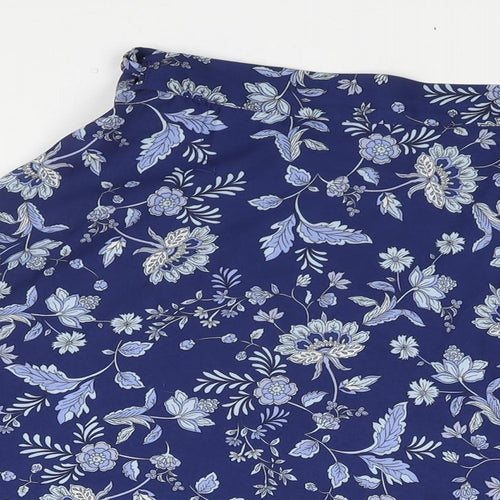 INDISKA Womens Blue Floral Polyester Wrap Skirt Size 18 Tie