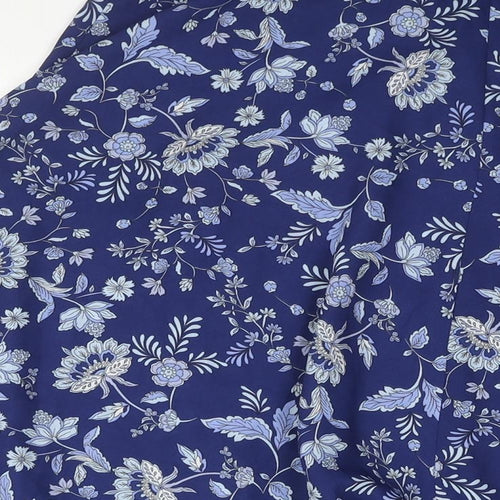 INDISKA Womens Blue Floral Polyester Wrap Skirt Size 18 Tie