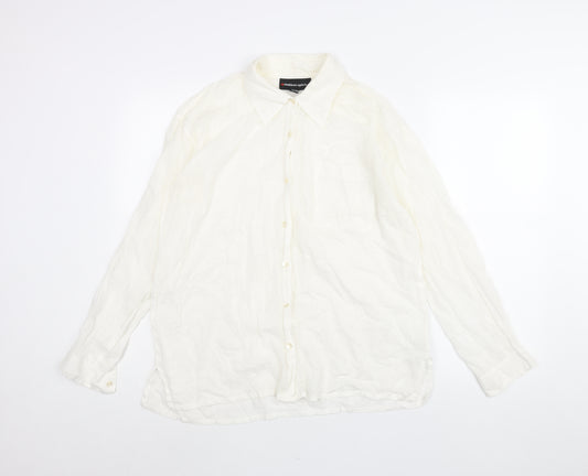 Endliess Spirit Womens White Viscose Basic Button-Up Size L Collared