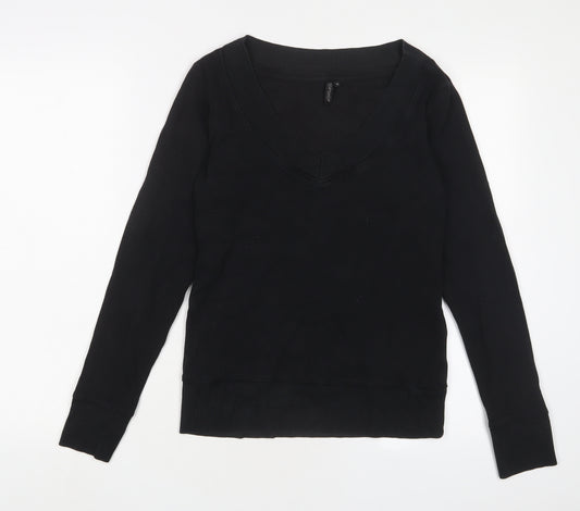 Topshop Womens Black Cotton Pullover Sweatshirt Size 14 Pullover