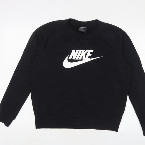 Nike Womens Black Cotton Pullover Sweatshirt Size M Pullover