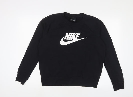 Nike Womens Black Cotton Pullover Sweatshirt Size M Pullover