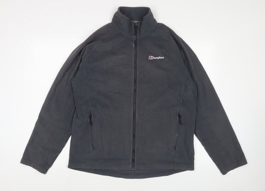 Berghaus Mens Grey Jacket Size L Zip - Logo, Embroidered