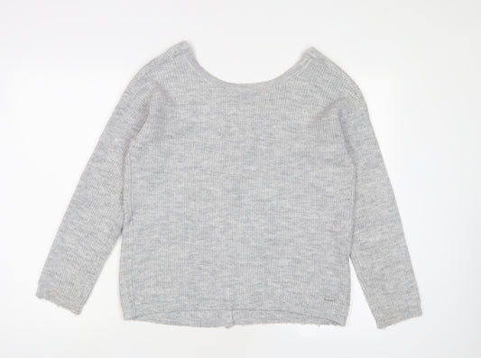 Joules Womens Grey V-Neck Acrylic Pullover Jumper Size 8