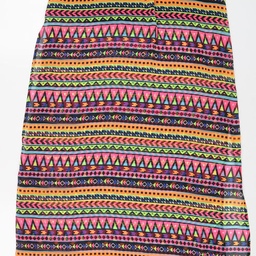 H&M Womens Multicoloured Geometric Polyester A-Line Skirt Size 8