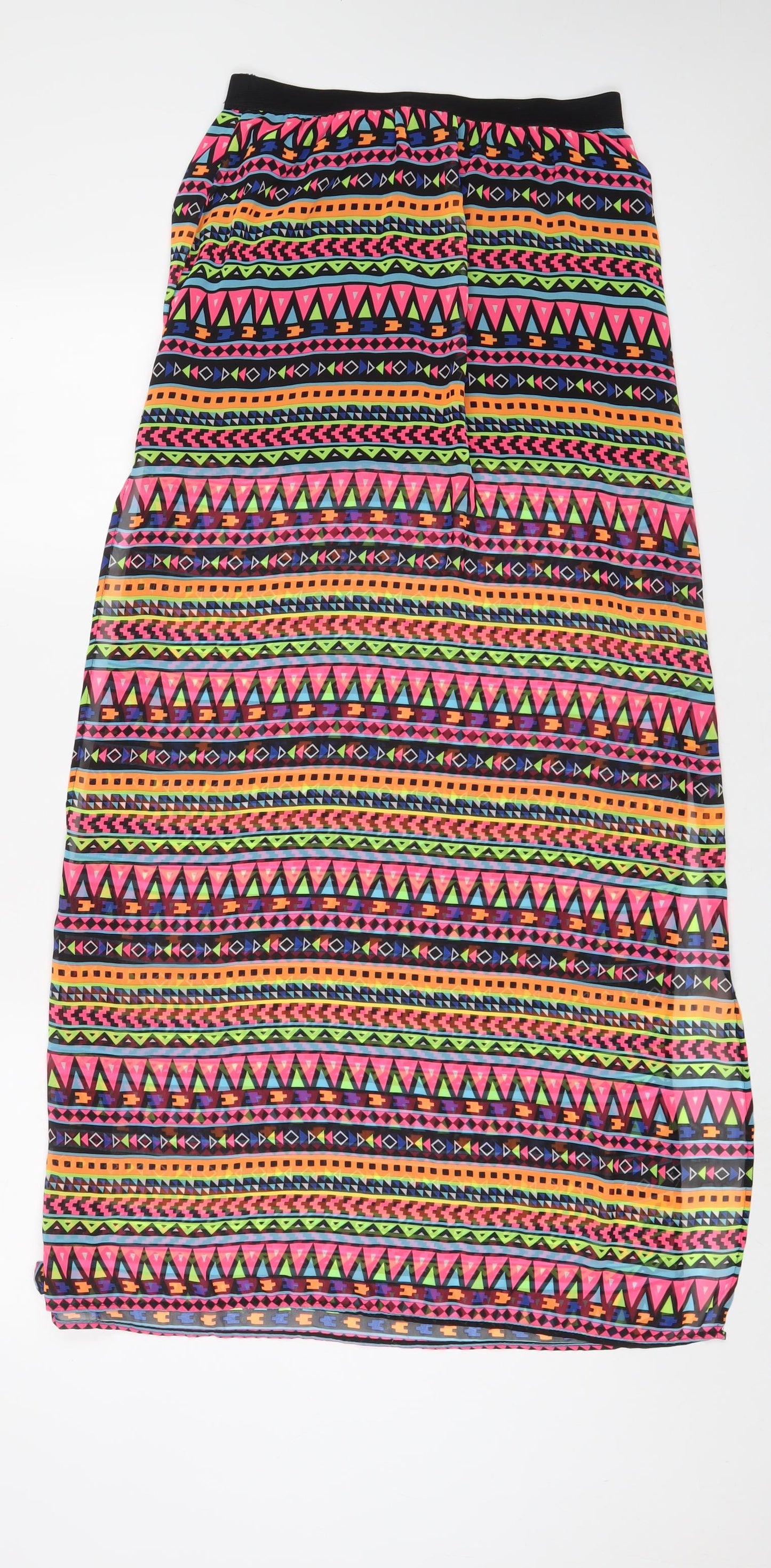 H&M Womens Multicoloured Geometric Polyester A-Line Skirt Size 8