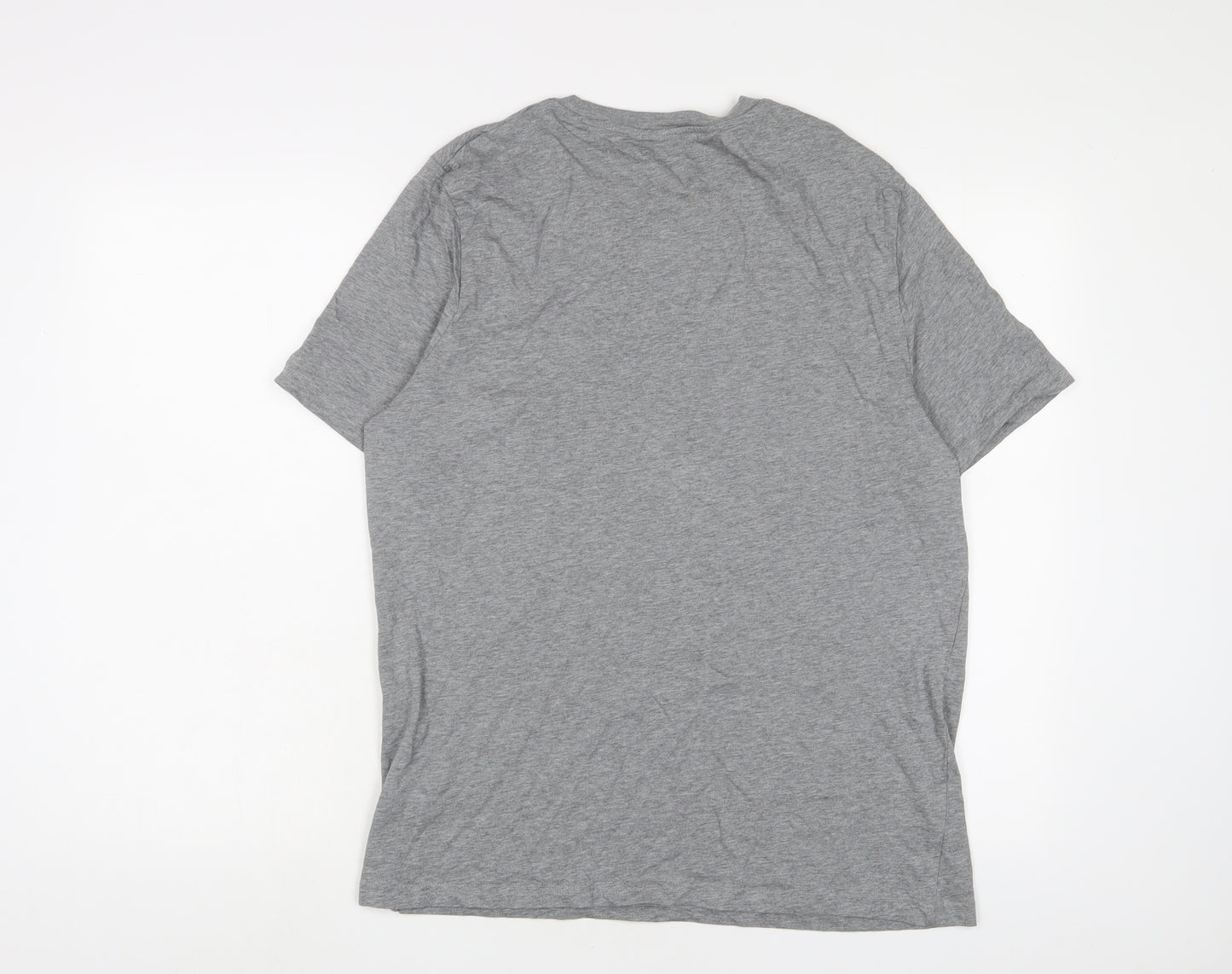 Marks and Spencer Mens Grey Cotton T-Shirt Size L Crew Neck