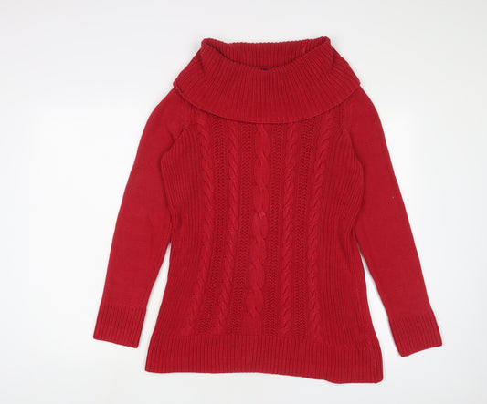 DASH Womens Red Roll Neck Acrylic Pullover Jumper Size 12