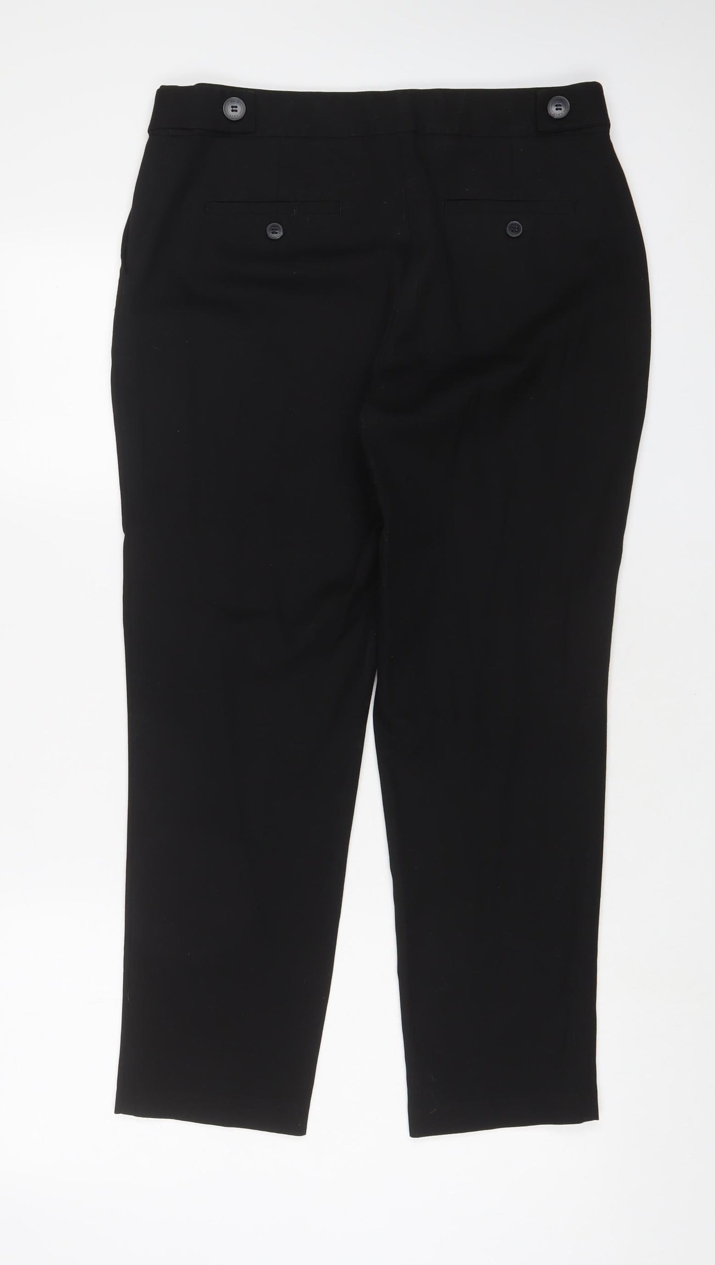 NEXT Womens Black Polyester Trousers Size 12 L27 in Regular Hook & Eye