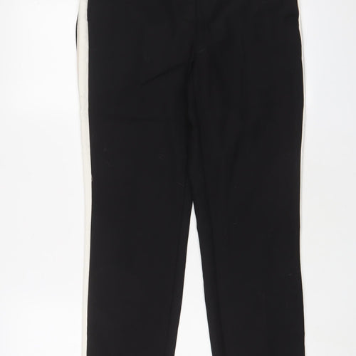 Zara Womens Black Cotton Trousers Size L L29 in Regular Hook & Eye