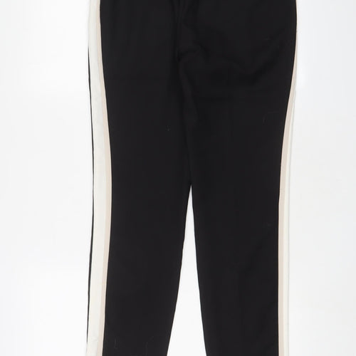 Zara Womens Black Cotton Trousers Size L L29 in Regular Hook & Eye