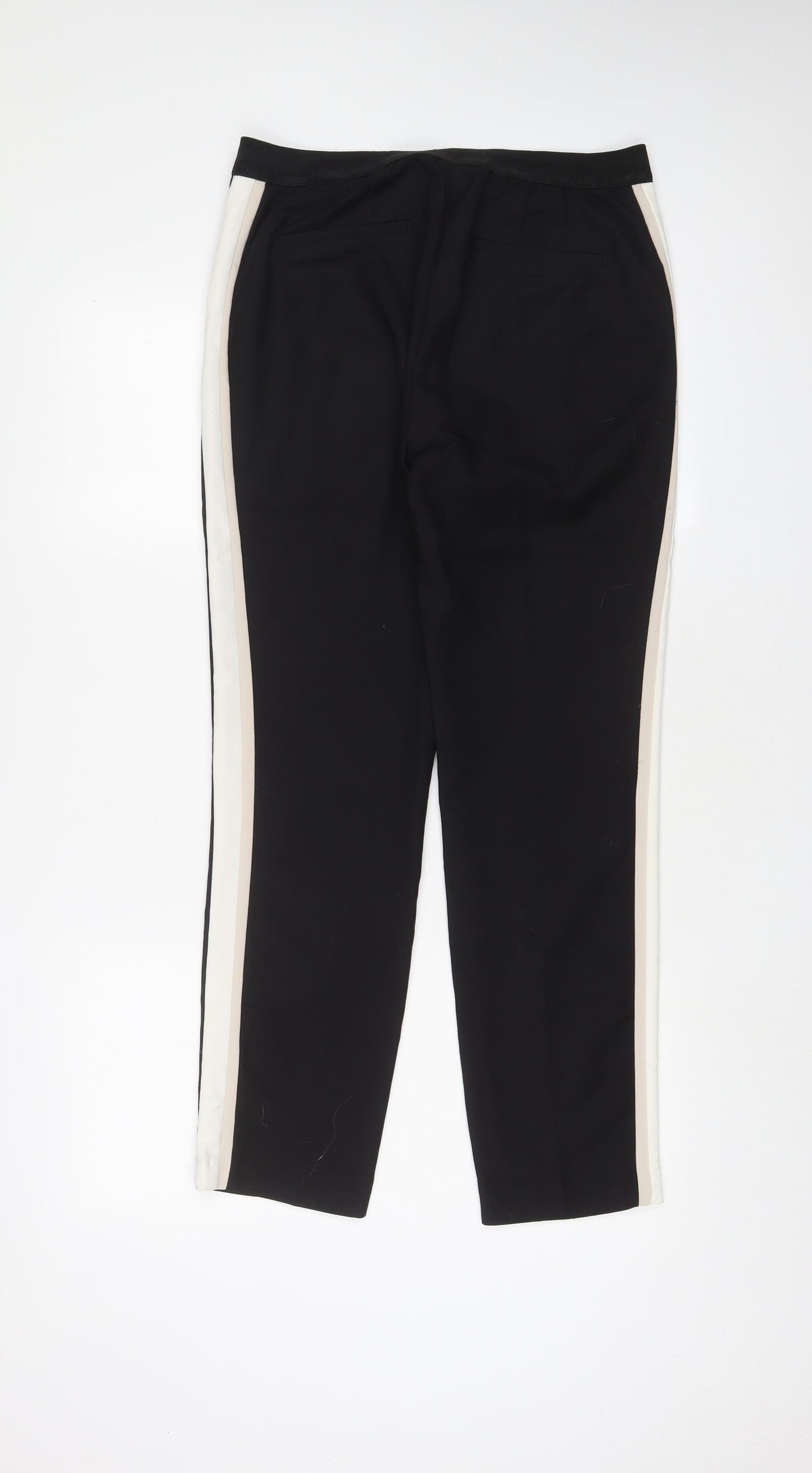 Zara Womens Black Cotton Trousers Size L L29 in Regular Hook & Eye