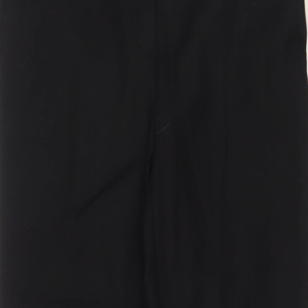 Zara Womens Black Cotton Trousers Size L L29 in Regular Hook & Eye