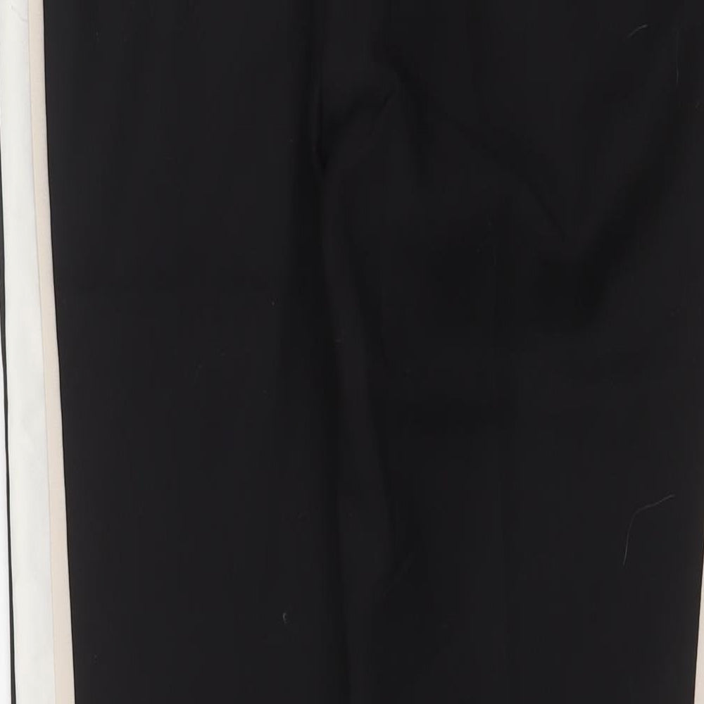 Zara Womens Black Cotton Trousers Size L L29 in Regular Hook & Eye