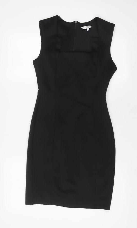 New Look Womens Black Polyester Bodycon Size 12 Square Neck Pullover