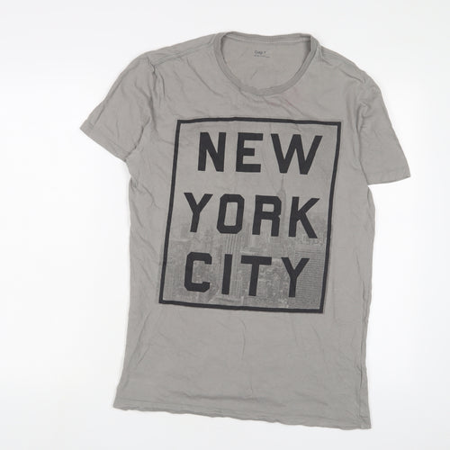 Gap Mens Grey Cotton T-Shirt Size M Crew Neck - New York City