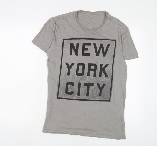 Gap Mens Grey Cotton T-Shirt Size M Crew Neck - New York City