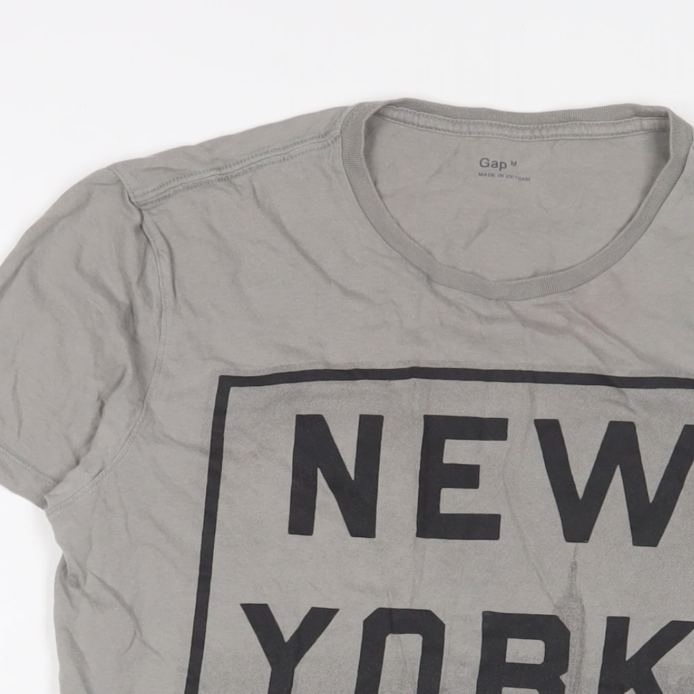 Gap Mens Grey Cotton T-Shirt Size M Crew Neck - New York City