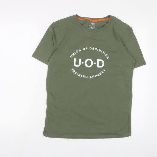 U.O.D Mens Green Cotton T-Shirt Size M Crew Neck