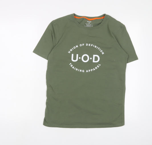 U.O.D Mens Green Cotton T-Shirt Size M Crew Neck