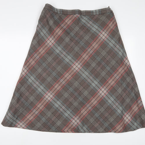 Cotswold Womens Multicoloured Plaid Wool A-Line Skirt Size 18 Zip