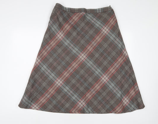 Cotswold Womens Multicoloured Plaid Wool A-Line Skirt Size 18 Zip