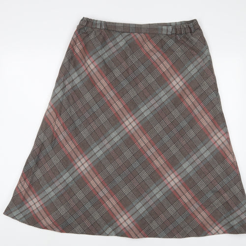 Cotswold Womens Multicoloured Plaid Wool A-Line Skirt Size 18 Zip