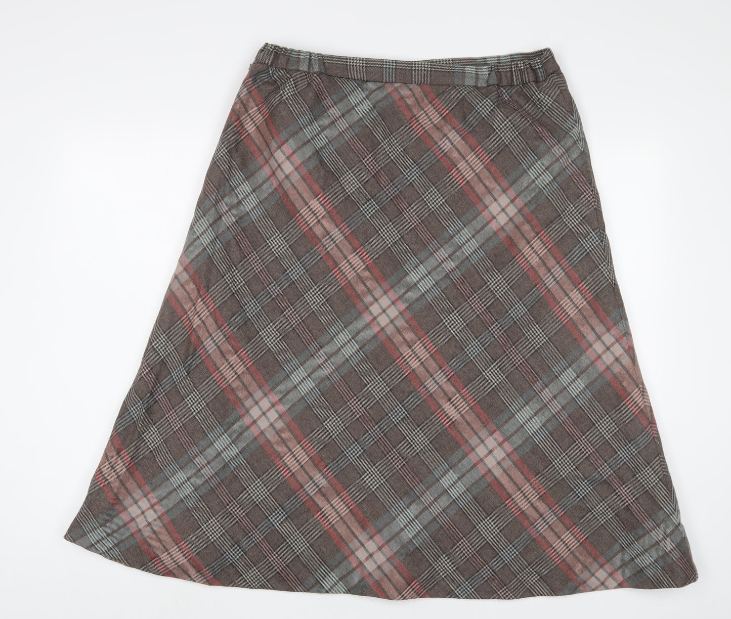 Cotswold Womens Multicoloured Plaid Wool A-Line Skirt Size 18 Zip