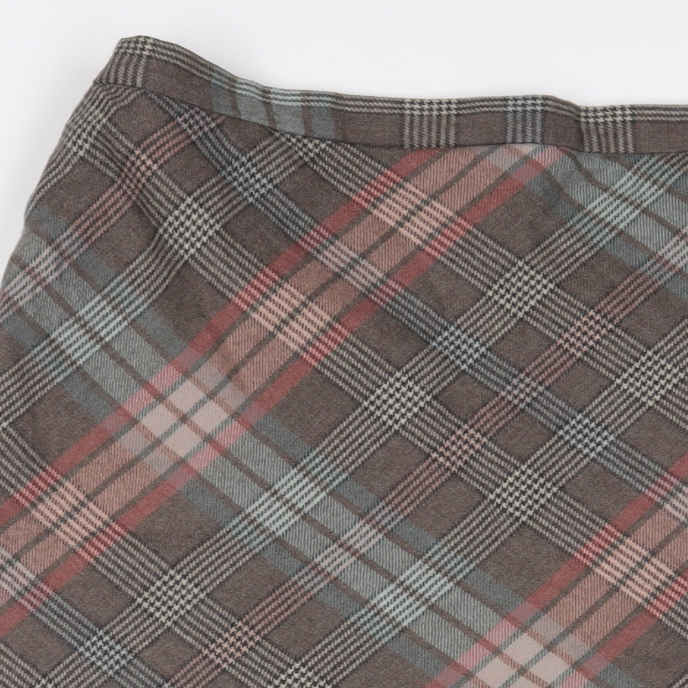 Cotswold Womens Multicoloured Plaid Wool A-Line Skirt Size 18 Zip