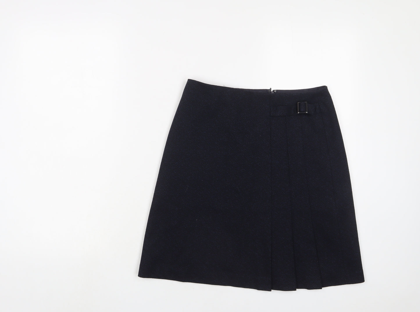 Hobbs Womens Blue Wool A-Line Skirt Size 8 Zip