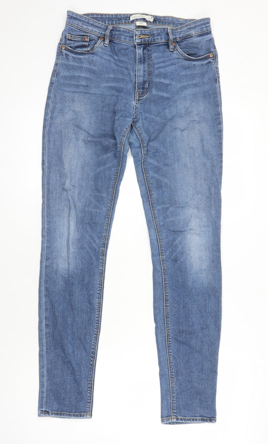 H&M Womens Blue Cotton Skinny Jeans Size 12 L29 in Regular