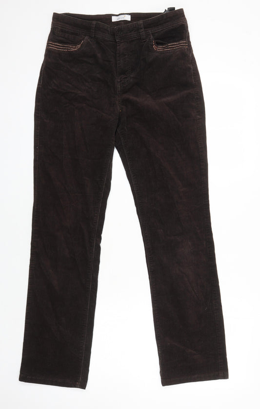 M&S Womens Brown Cotton Straight Jeans Size 10 L29 in Regular - Corduroy