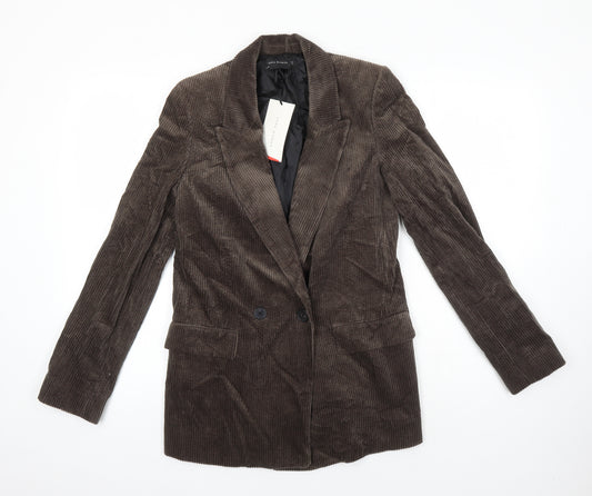 Zara Womens Brown Herringbone Jacket Blazer Size XS