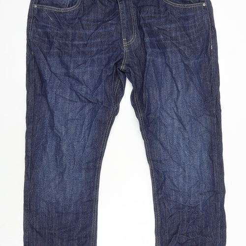 Zeenzo Mens Blue Cotton Straight Jeans Size 40 in L24 in Relaxed