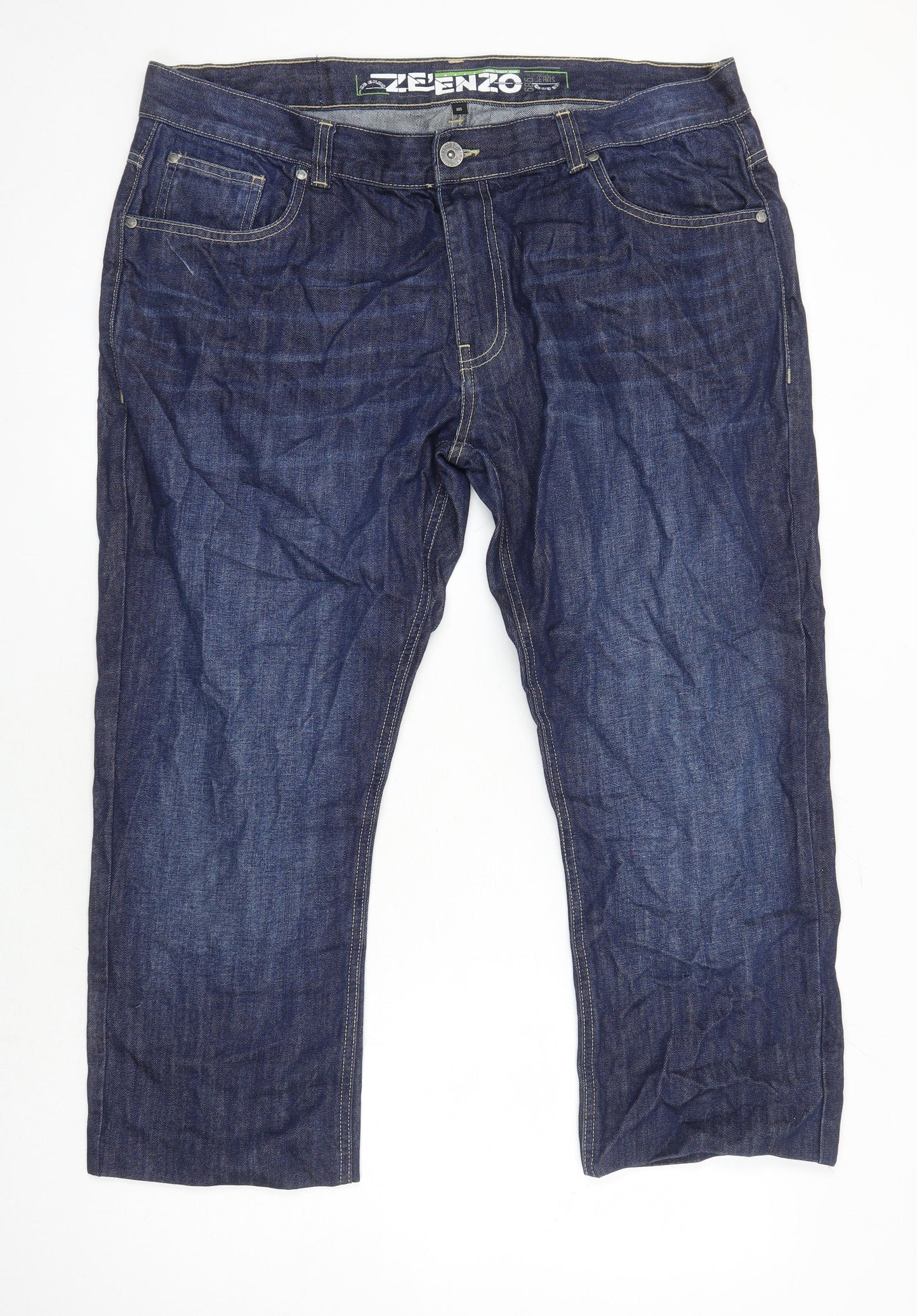 Zeenzo Mens Blue Cotton Straight Jeans Size 40 in L24 in Relaxed