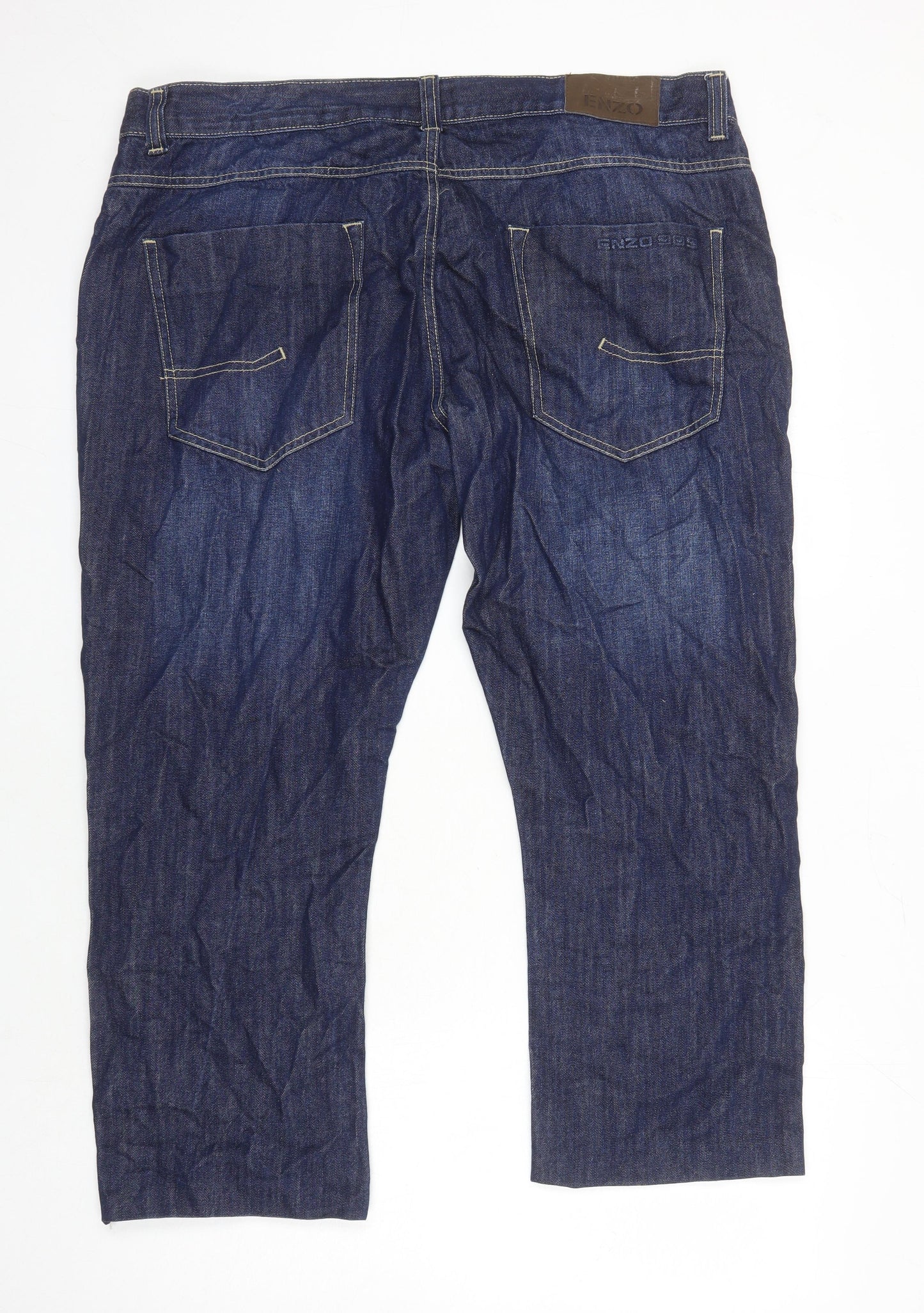 Zeenzo Mens Blue Cotton Straight Jeans Size 40 in L24 in Relaxed