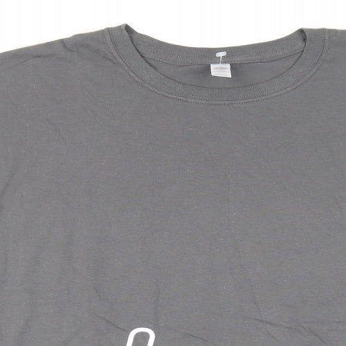 Gildan Mens Grey Cotton T-Shirt Size L Crew Neck