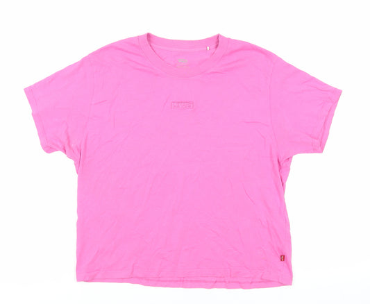 Levi's Womens Pink Cotton Basic T-Shirt Size S Crew Neck - Logo