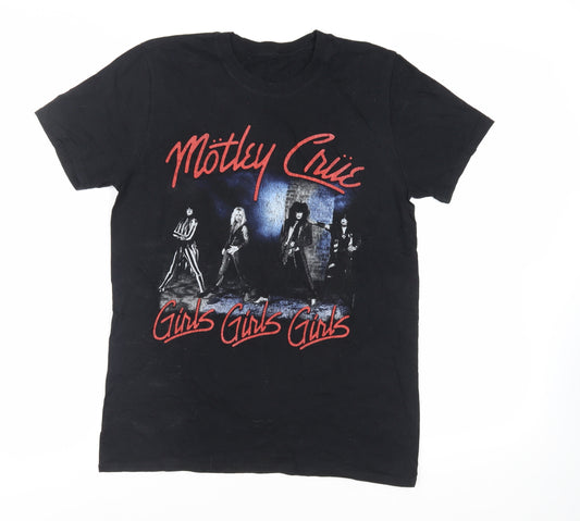 Motley Crue Mens Black Cotton T-Shirt Size M Crew Neck