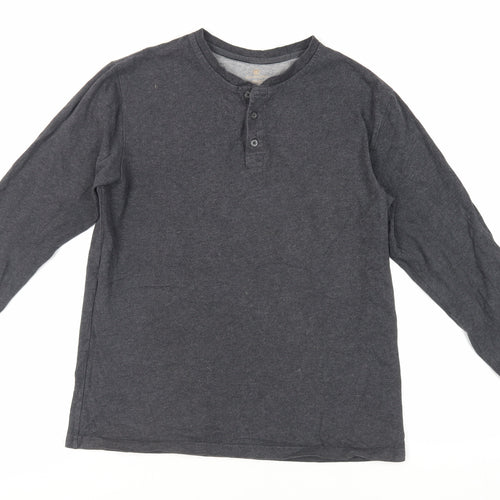 Covington Mens Grey Cotton T-Shirt Size M Henley