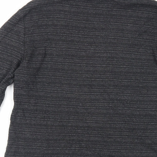 New Look Womens Grey Striped Cotton Basic T-Shirt Size 12 Roll Neck