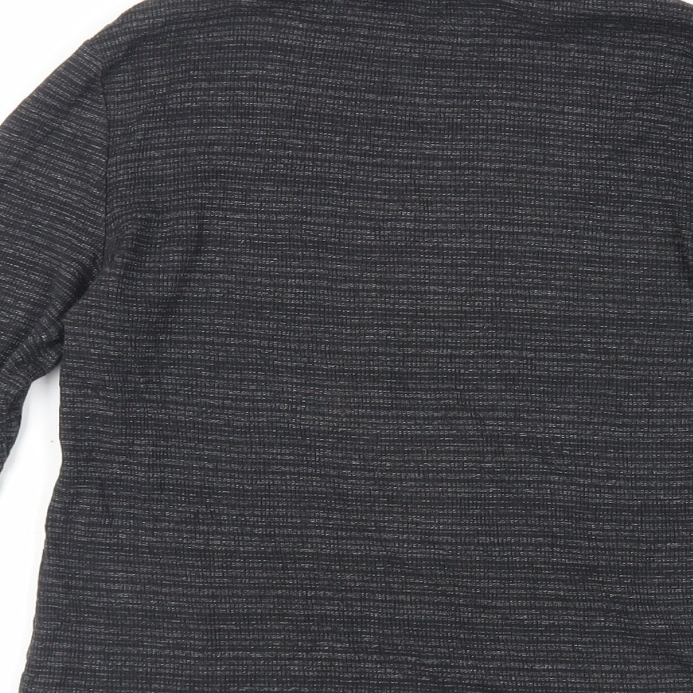 New Look Womens Grey Striped Cotton Basic T-Shirt Size 12 Roll Neck