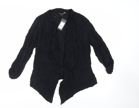 New Look Womens Black Viscose Kimono Blouse Size 10 V-Neck - Open