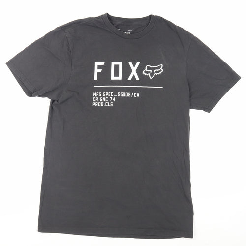 Fox Racing Mens Grey Cotton T-Shirt Size L Crew Neck