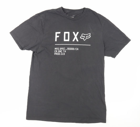 Fox Racing Mens Grey Cotton T-Shirt Size L Crew Neck