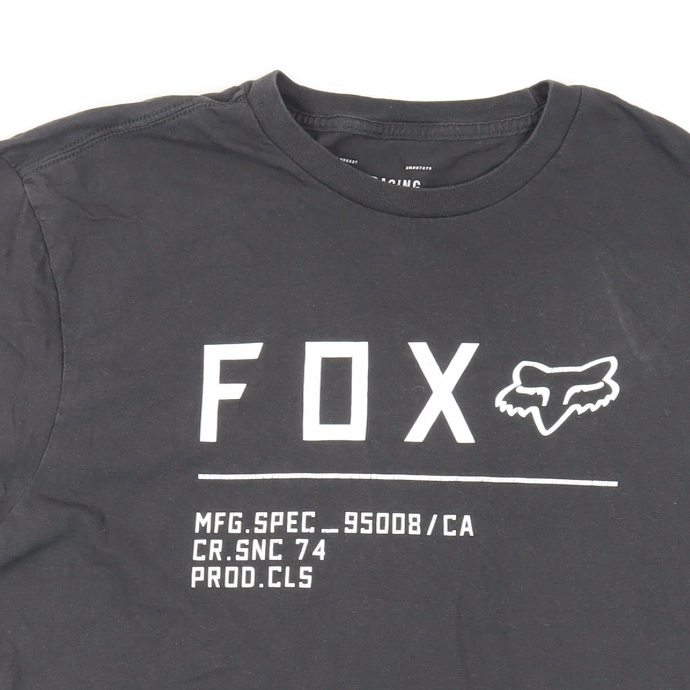 Fox Racing Mens Grey Cotton T-Shirt Size L Crew Neck