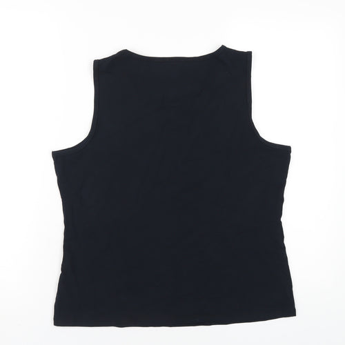 NEXT Womens Black Cotton Basic Tank Size 18 Round Neck