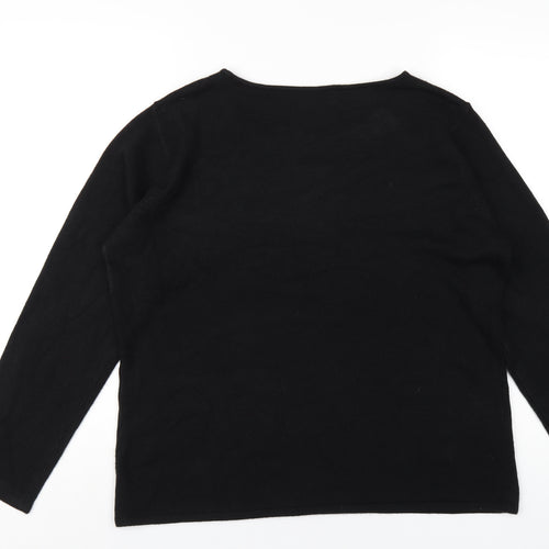 Bonmarché Womens Black Round Neck Acrylic Pullover Jumper Size L