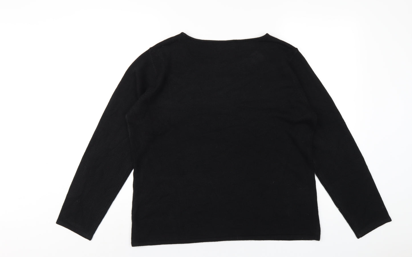 Bonmarché Womens Black Round Neck Acrylic Pullover Jumper Size L